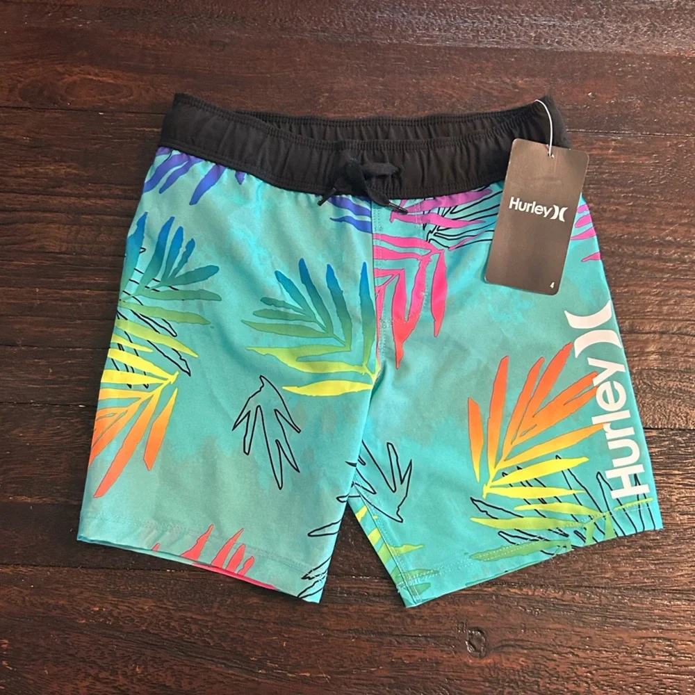 NWT Hurley Teal Tropical Print Swim Shorts